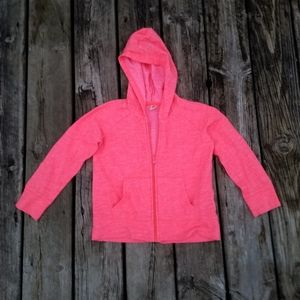 Girls neon pink athletic style full zip up hoodie